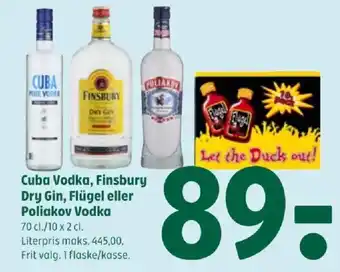 Coop 365 Cuba Vodka, Finsbury Dry Gin, Flügel eller Poliakov Vodka tilbud