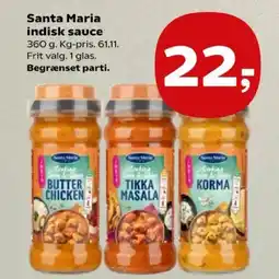 Kvickly Santa Maria indisk sauce tilbud