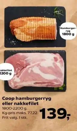 Kvickly Coop hamburgerryg eller nakkefilet tilbud