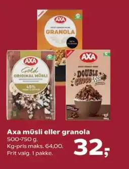 Kvickly Axa müsli eller granola tilbud