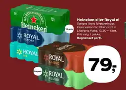 Kvickly Heineken eller Royal øl tilbud