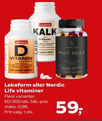 Kvickly Lekaform eller Nordic Life vitaminer tilbud