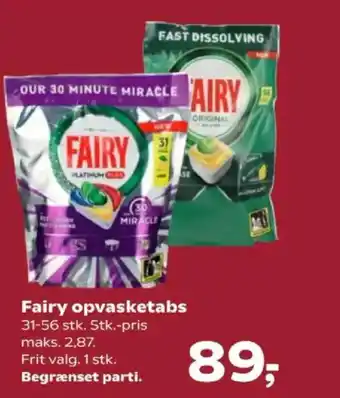 Kvickly Fairy opvasketabs tilbud