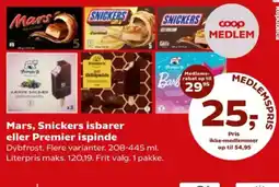 Kvickly Mars, Snickers isbarer eller Premier ispinde tilbud