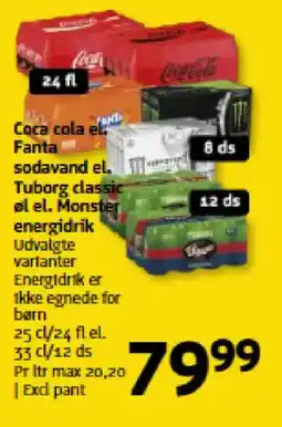 Løvbjerg Coca cola el. Fanta sodavand el. Tuborg classic øl el. Monster energidrik tilbud