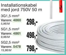 Harald Nyborg Installationskabel med jord 750V 50 m tilbud