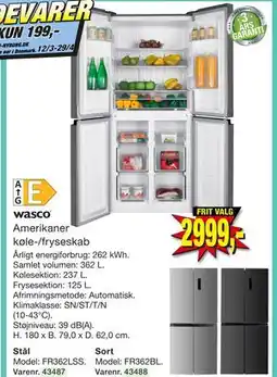 Harald Nyborg Amerikaner køle-/fryseskab tilbud