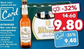 Kaufland DE Bitburger Bier Oder Bier-Mischgetränk tilbud