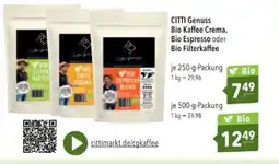 Citti CITTI Genuss Bio Kaffee Crema, Bio Espresso oder Bio Filterkaffee tilbud