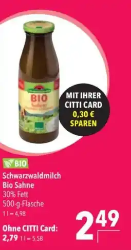 Citti Schwarzwaldmilch Bio Sahne tilbud