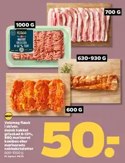 Netto Velsmag flæsk / hakket grisekød / marinerede koteletter tilbud