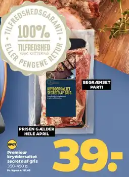 Netto Premieur kryddersaltet Secreto af gris tilbud