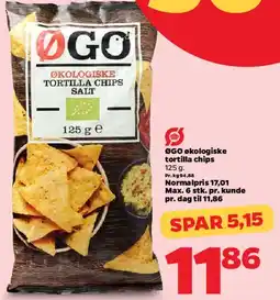 Netto ØGO økologiske tortilla chips (salt) tilbud