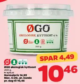 Netto ØGO økologisk hytteost 4% tilbud