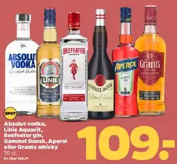 Netto Absolut, Linie, Beefeater, Gammel Dansk, Aperol eller Grants (70 cl) tilbud
