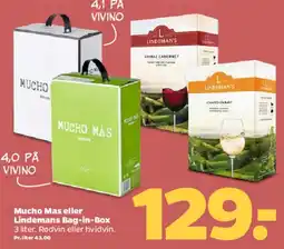 Netto Mucho Más eller Lindemans Bag-in-Box (3 L) tilbud