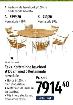 Føtex Kerteminde havebord Ø 130 cm med 6 Kerteminde havestole tilbud