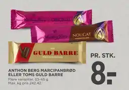 MENY ANTHON BERG MARCIPANBRØD ELLER TOMS GULD BARRE tilbud