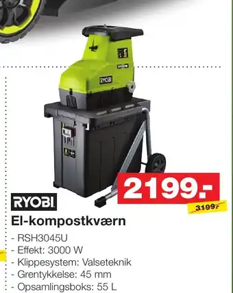 Bauhaus Ryobi el-kompostkværn tilbud