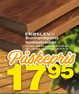Bauhaus Froslev brunimprægneret terrassebrædder tilbud