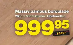 Bauhaus Massiv bambus bordplade tilbud