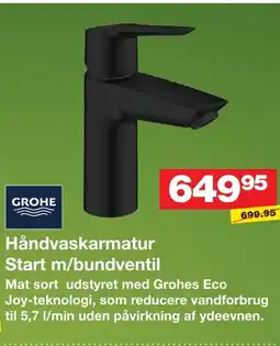 Bauhaus Grohe håndvaskarmatur start m/bundventil tilbud