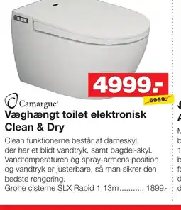 Bauhaus Camargue Væghængt toilet elektronisk Clean & Dry tilbud
