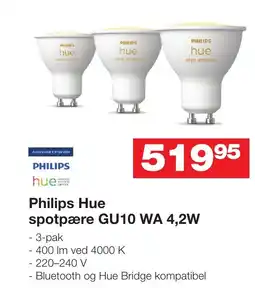 Bauhaus Philips hue spotpære gu10 wa 4,2w tilbud