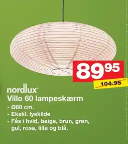 Bauhaus nordlux Villo 60 lampeskærm tilbud