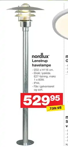 Bauhaus Nordlux lønstrup havelampe tilbud