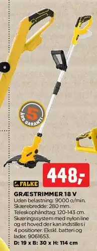 jem & fix Græstrimmer 18 V (teleskopisk) tilbud