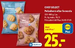 Lidl CHEF SELECT Pølsehorn eller focaccia tilbud