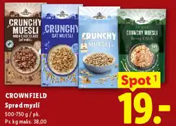 Lidl CROWNFIELD Crunchy muesli tilbud