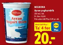 Lidl MILBONA Ayran yoghurt drink tilbud