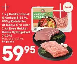 SPAR 1 kg hakket dansk kød / koteletter eller hakket dansk kylling tilbud