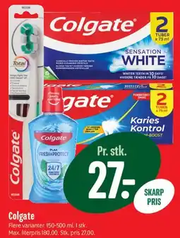Min Købmand Colgate (tandpasta, tandbørste, mundskyl) tilbud