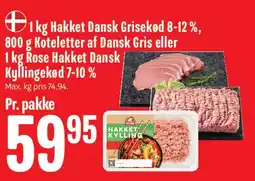 Min Købmand Hakket dansk grisekød / koteletter eller Rose hakket dansk kyllingekød tilbud