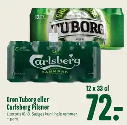 Min Købmand Grøn Tuborg eller Carlsberg Pilsner (12 x 33 cl) tilbud