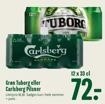Min Købmand Grøn Tuborg eller Carlsberg Pilsner (12 x 33 cl) tilbud