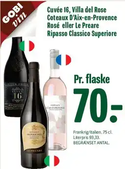 Min Købmand Cuvée 16 / Villa del Rose / Coteaux D'Aix-en-Provence Rosé / Le Preare Ripasso Classico Superiore tilbud