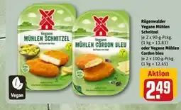 REWE DE Rügenwalder Vegane Mühlen Schnitzel oder Vegane Mühlen Cordon bleu, EUR 2.49 tilbud