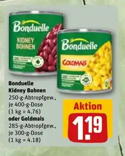 REWE DE Bonduelle Kidney Bohnen oder Goldmais, EUR 1.19 tilbud
