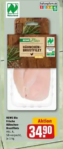 REWE DE REWE Bio Frische Hähnchen-Brustfilets, EUR 34.9 tilbud