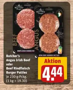 REWE DE Butcher's Angus Irish Beef oder Beef Rindfleisch Burger Patties, EUR 4.44 tilbud
