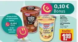 REWE DE Dr Oetker High Protein Milchreis Zimt oder Sahnepudding Vanille, EUR 1.99 tilbud