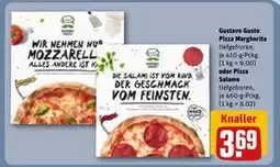 REWE DE Gustavo Gusto Pizza Margherita oder Pizza Salame, EUR 3.69 tilbud