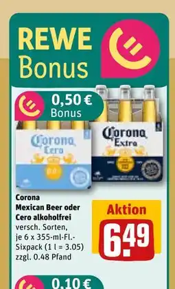 REWE DE Corona Mexican Beer oder Cero alkoholfrei, EUR 6.49 tilbud