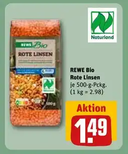 REWE DE REWE Bio Rote Linsen, EUR 1.49 tilbud
