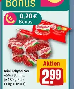 REWE DE Mini Babybel 9er, EUR 2.99 tilbud