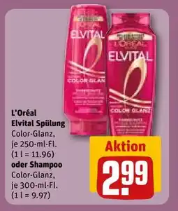 REWE DE L’Oréal Elvital Spülung oder Shampoo, EUR 2.99 tilbud